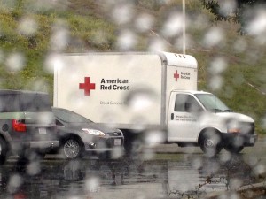 The Red Cross truck parked in Sage Hill School's parking lot. October 9 2013. Photographer: Kristin Saroyan