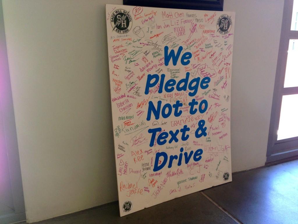 Sage Hill students pledge not to text and drive. September 27 2013. Photographer: Michelle Min