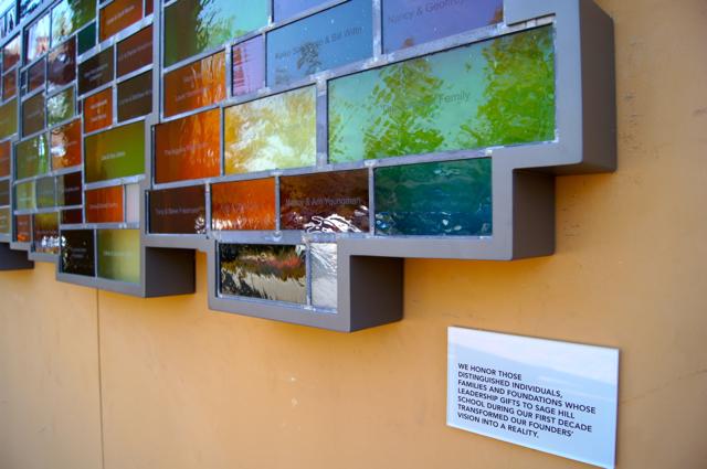The pictured art piece located on the external wall of the Sage Hill Studio, installed Sept. 6, was created by art teacher Brian McMahon to recognize 118 donors to the school.