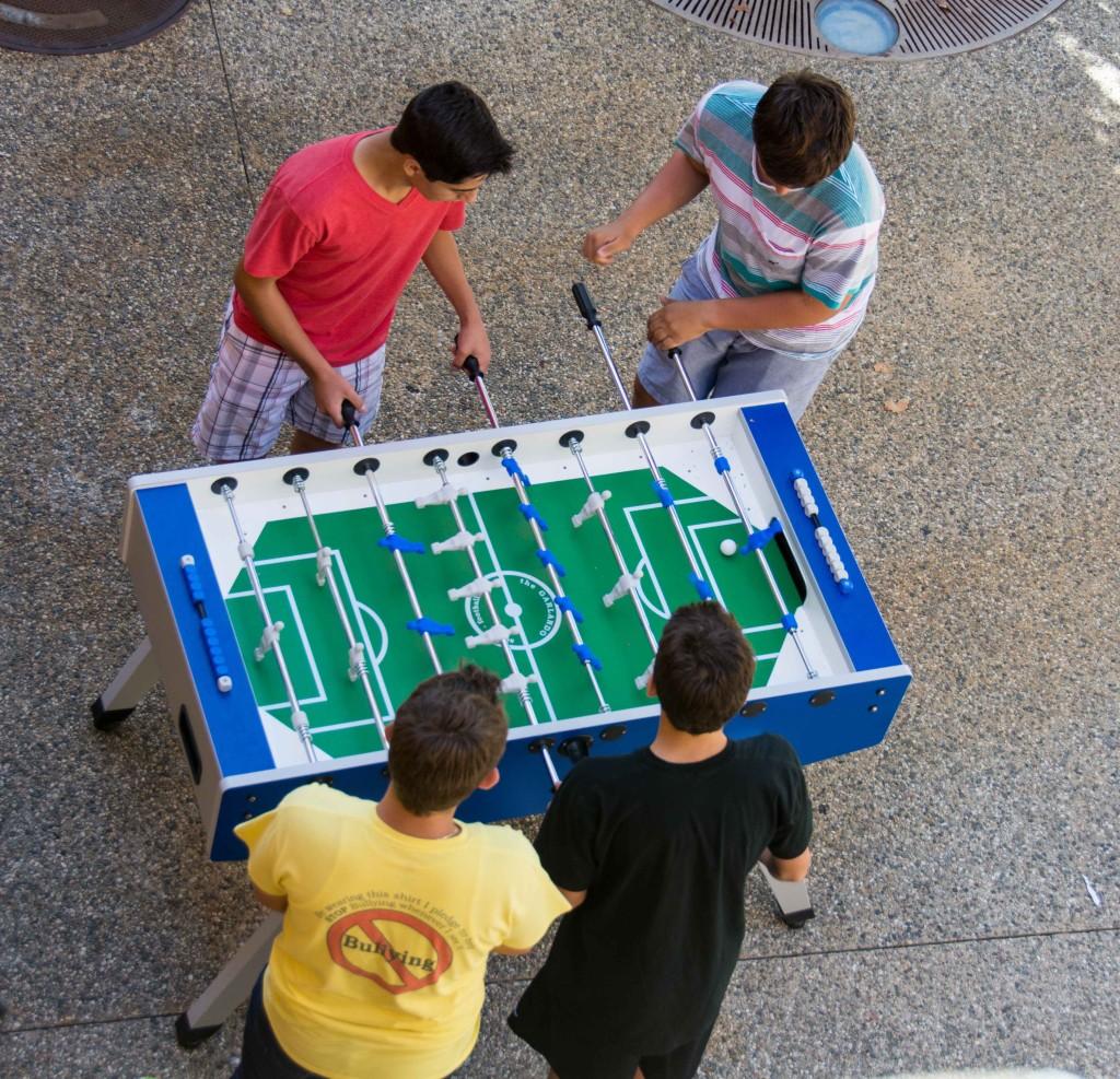 Foosball and other new games have been added outside the Peter Ueberoth Gym in mid September 2013. Photographer: Kellen Ochi