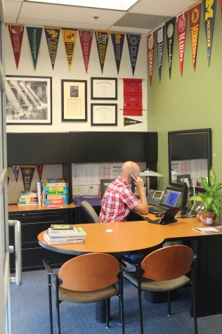 Andrew Losier, associate director of college counseling, takes a phone call.