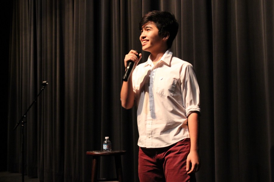 Sophomore Iman Amini makes the audience laugh with his stand-up comedy.