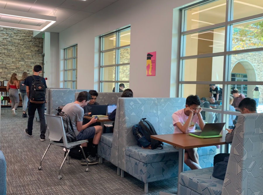 Students busy at work in the new lower library
