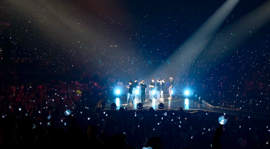 BTS perform at the Staples Center during their world tour in California