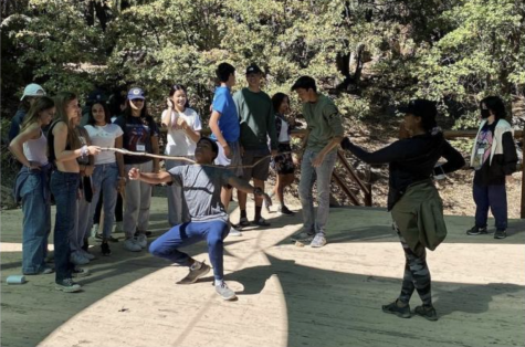 The sophomore play limbo at retreat.