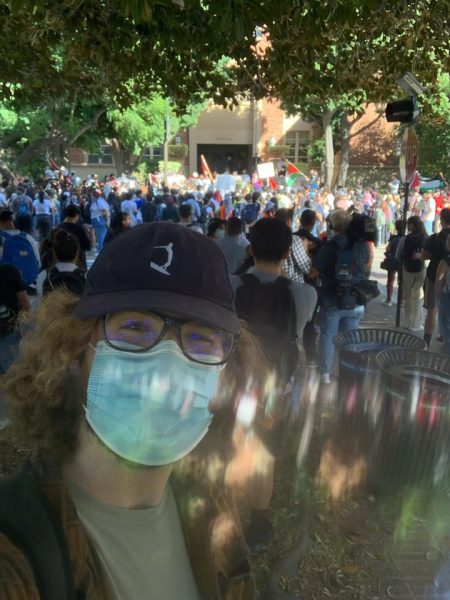 Alumnus Gabe ‘22 at a Pro-Palestine Rally at UCLA.