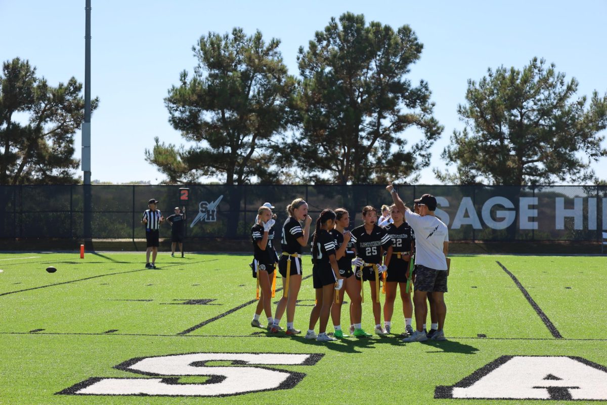 Girls Flag Football Team preparing to go against Laguna Hills on Aug. 29.