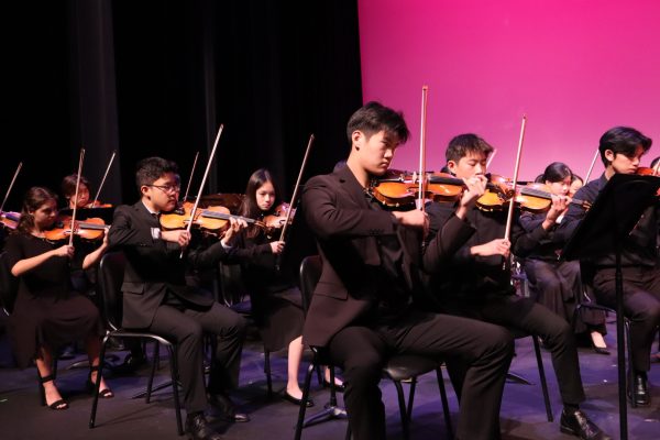 String Ensemble members play at the Instrumental Music Concert, “Musical Portraits,” on Nov. 15, 2024.