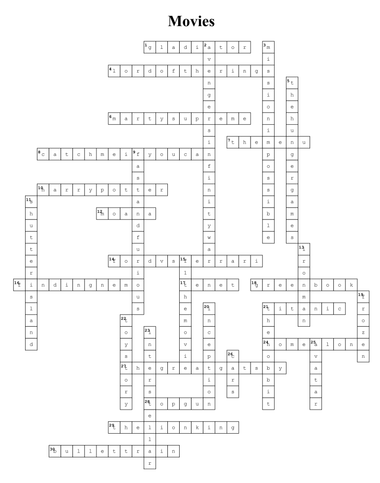 March Edition Crossword Answers (Courtesy of Leonardo Lin and Nathan Tang)
